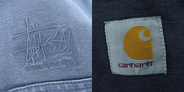 実際に弊社で買取させて頂いたSTUSSY×Carhartt/ステューシー×カーハート WIP Chore Coat チョアコート ダック地 カバーオール/Sの画像 4枚目