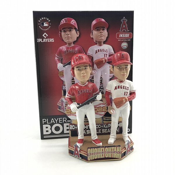 実際に弊社で買取させて頂いたFOCO PLAYER BOBBLE ボブルヘッド ロサンゼルス・エンゼルス  大谷翔平 20 Home Run 100 Strikeout Dual 首振り フィギュア
