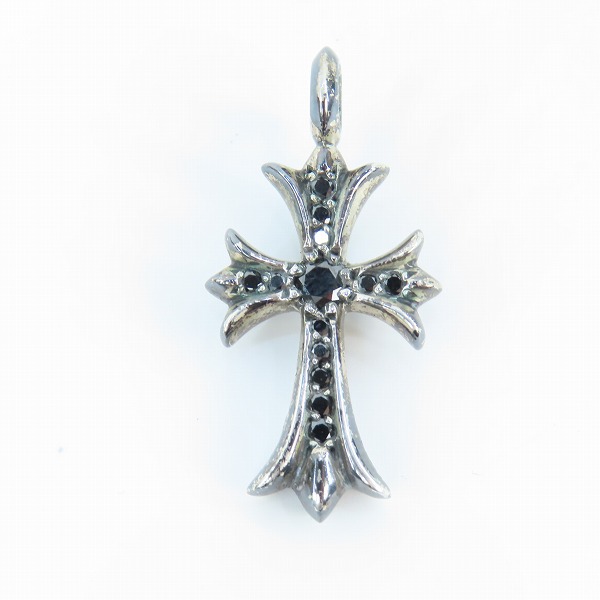 実際に弊社で買取させて頂いたCHROME HEARTS/クロムハーツ タイニーファットクロスペンダント パヴェブラックダイヤの画像 1枚目