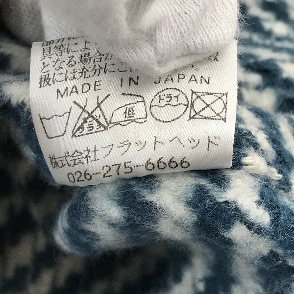 実際に弊社で買取させて頂いたTHE FLAT HEAD/フラットヘッド 千鳥格子総柄 長袖フランネルシャツ/36の画像 5枚目