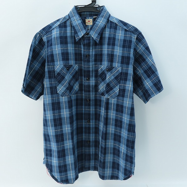 実際に弊社で買取させて頂いたSUGAR CANE/シュガーケーン チェック柄 半袖 ワークシャツ SC35879/L