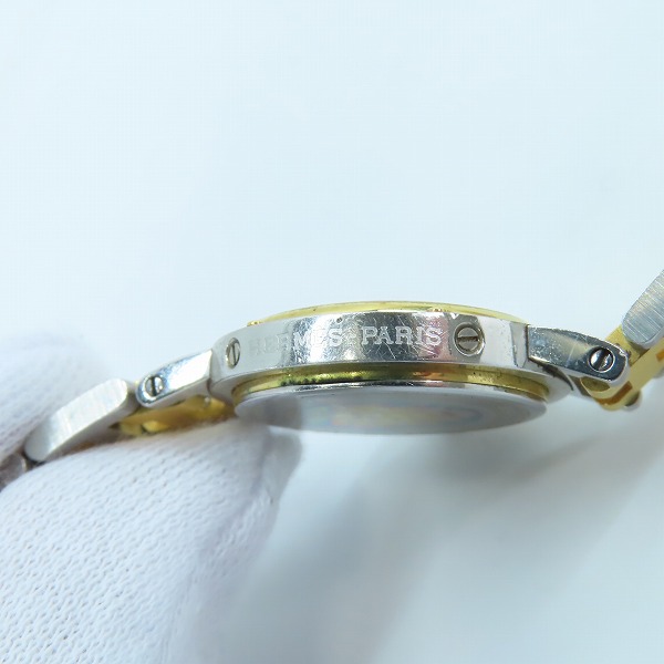 実際に弊社で買取させて頂いたHERMES/エルメス クリッパー クオーツ SS/GP ヴィンテージ 【動作未確認】の画像 6枚目