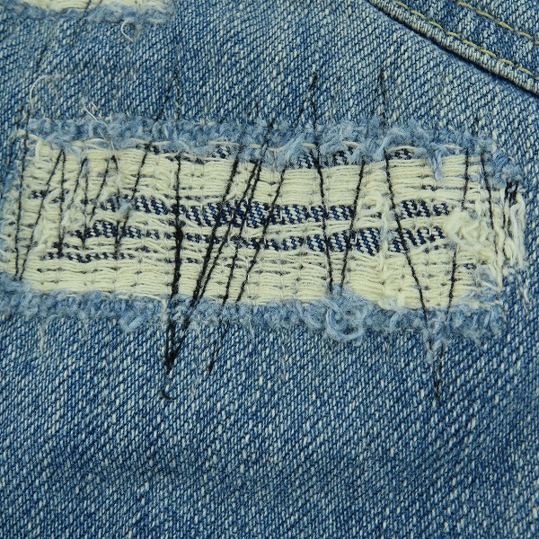 実際に弊社で買取させて頂いたHYSTERIC GLAMOUR/ヒステリックグラマー リペア加工 スタッズ付デニムパンツ 0211AP08 /32の画像 4枚目