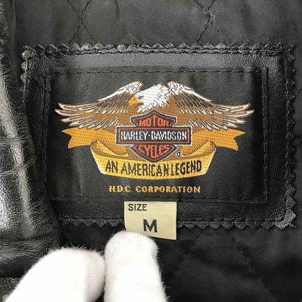 実際に弊社で買取させて頂いたHARLEY-DAVIDSON/ハーレーダビッドソン レザー シングルライダースジャケット Mの画像 2枚目