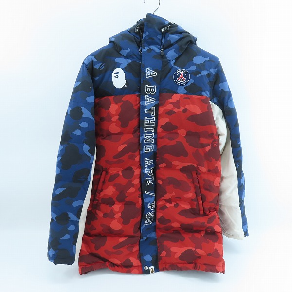 実際に弊社で買取させて頂いたA BATHING APE × PARIS SAINT-GERMAIN/アベイシングエイプ ×パリサンジェルマン ダウンジャケット 001HJE701020X/L