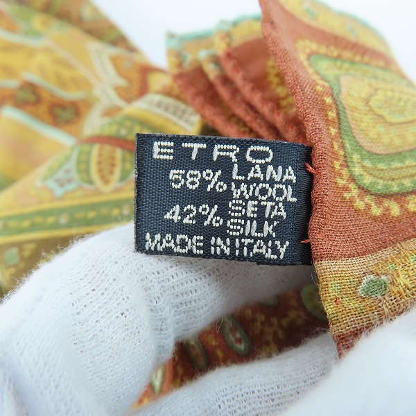 実際に弊社で買取させて頂いたETRO/エトロ ペイズリー柄 シルク混ウールスカーフの画像 1枚目