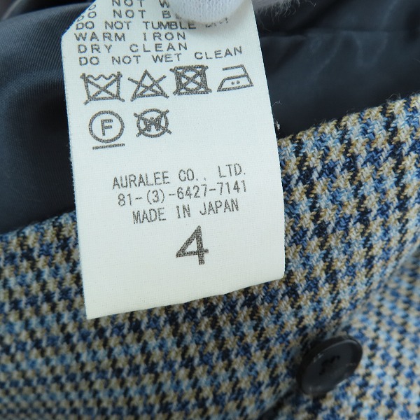 実際に弊社で買取させて頂いたAURALEE/オーラリー DOUBLE FACE CHECK ZIP BLOUSO/ブルーガンクラブチェックブルゾン・ジャケットA9AB02BN/4の画像 4枚目