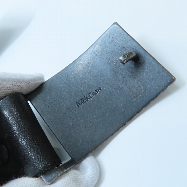 実際に弊社で買取させて頂いたISAMU KATAYAMA BACKLASH/バックラッシュ プレート バックル レザー ベルト ブラックの画像 3枚目