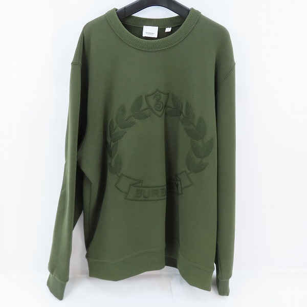 実際に弊社で買取させて頂いたBURBERRY/バーバリー OAK LEAF/オークリーフ スウェット カーキグリーン系 CNSOUFOU1QUA /XL