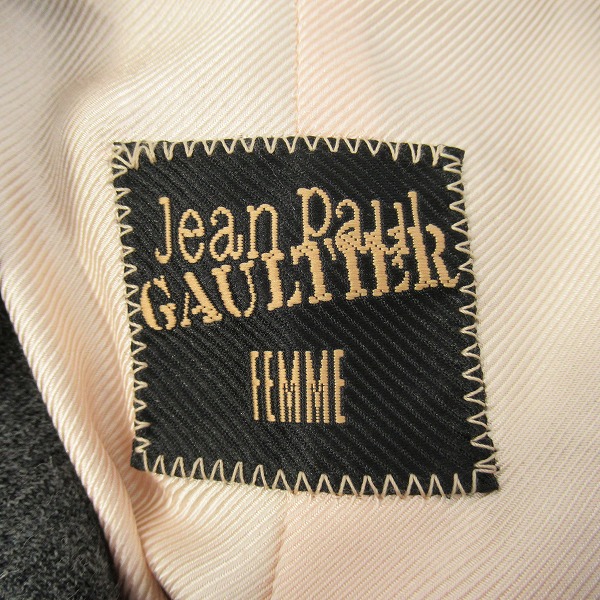 実際に弊社で買取させて頂いたJean Paul GAULTIER FEMME/ジャンポールゴルチエ ファム ウール コート グレー/40の画像 2枚目