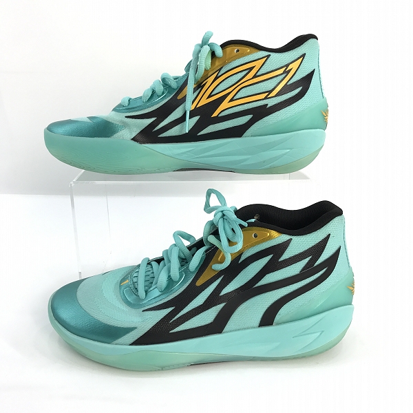 実際に弊社で買取させて頂いたPuma/プーマ MB02 Honeycomb/ハニカム ラメロ・ボール シグネイチャーモデル"Turquoise/Black/Yellow" 377590-01/27.5の画像 3枚目
