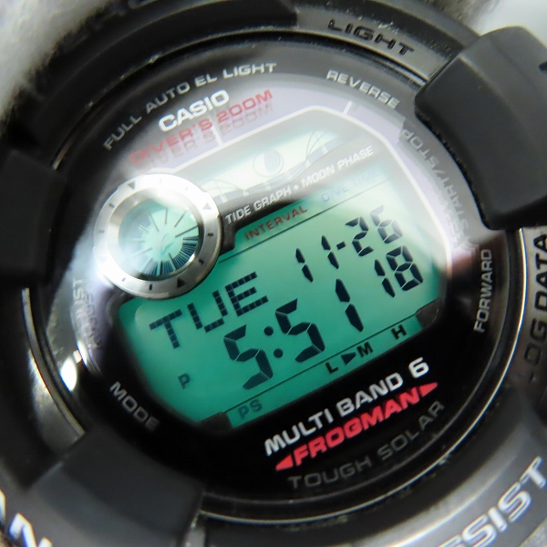 実際に弊社で買取させて頂いたG-SHOCK/Gショック FROGMAN/フロッグマン Master of G/マスターオブG ソーラー電波時計 GWF-1000-1JFの画像 4枚目