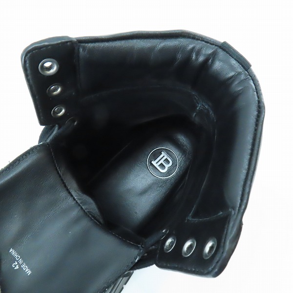 実際に弊社で買取させて頂いたBALMAIN/バルマン レザー ハイカット ロゴ ベルト スニーカーブラック SM0C172/42の画像 4枚目