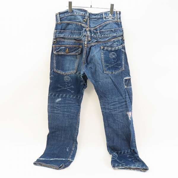 実際に弊社で買取させて頂いたmastermind JAPAN/マスターマインド 12SS identity期 ダメージ加工ジャカードスカルデニムパンツ MA2-PA01-00-D/Lの画像 1枚目