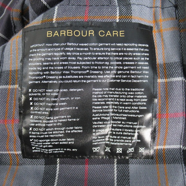 実際に弊社で買取させて頂いたBarbour/バブアー 21AW BEDALE SL オイルドジャケット 2102051/38の画像 4枚目