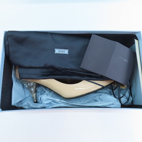 実際に弊社で買取させて頂いたPRADA/プラダ ジュエルヒール パンプス 1I998H/36.5の画像 7枚目