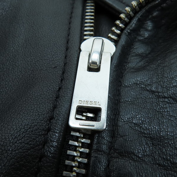 実際に弊社で買取させて頂いたDIESEL/ディーゼル ラムレザー ダブルライダースジャケット ブラック TR008568/Lの画像 7枚目