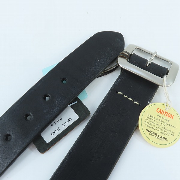 実際に弊社で買取させて頂いた(1)【未使用】SUGAR CANE/シュガーケーン レザーベルト/SCO-2320/ブラック/40の画像 1枚目