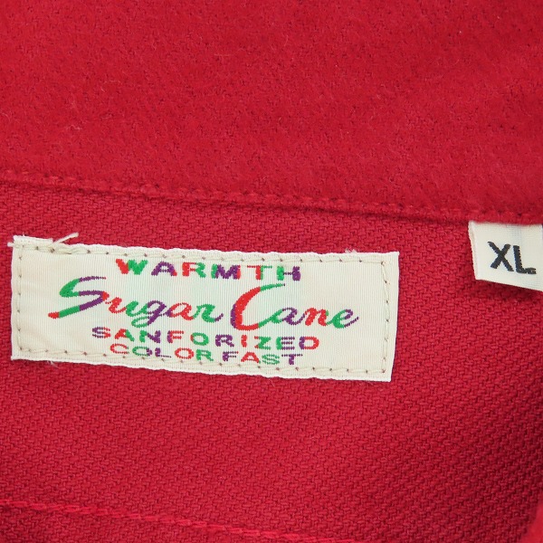 実際に弊社で買取させて頂いた【未使用】 SUGAR CANE/シュガーケーン F.ROMANCE 9.5oz HEAVY TWILL with MARBLE BUTTON/ワークシャツ レッド SC28753/XLの画像 2枚目