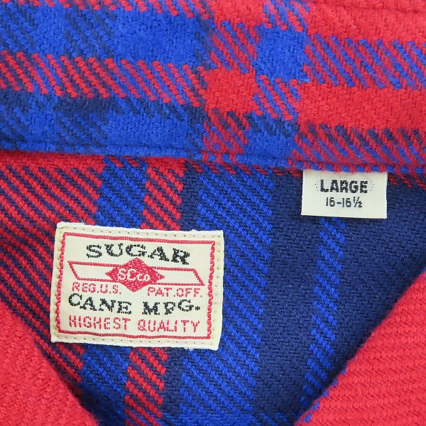 実際に弊社で買取させて頂いた【未使用】 SUGAR CANE/シュガーケーン TWILL CHECK WORK SHIRT/ツイルチェック ワークシャツ/ネルシャツ レッド SC28740/Lの画像 2枚目