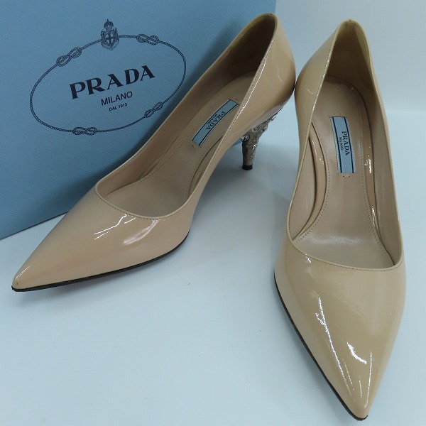 実際に弊社で買取させて頂いたPRADA/プラダ ジュエルヒール パンプス 1I998H/36.5