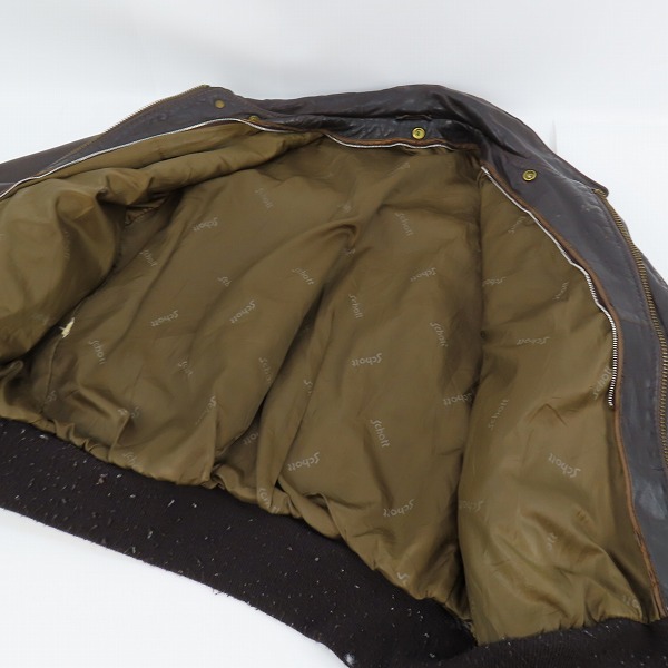 実際に弊社で買取させて頂いた【難有】Schott/ショット 184SM A2 レザーフライトジャケット /48の画像 4枚目