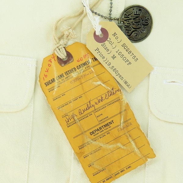 実際に弊社で買取させて頂いた【未使用】 SUGAR CANE/シュガーケーン F.ROMANCE 9.5oz HEAVY TWILL with MARBLE BUTTON/シャツ オフホワイト SC28753/Mの画像 7枚目