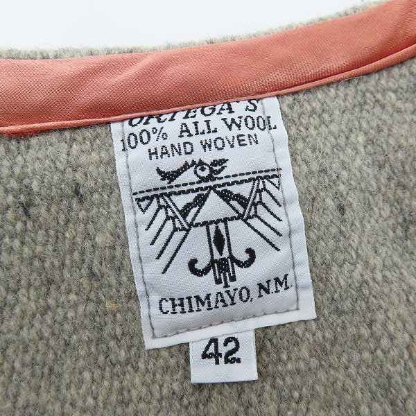 実際に弊社で買取させて頂いたORTEGA'S/オルテガ ウール CHIMAYO チマヨ ベスト グレー/42の画像 2枚目