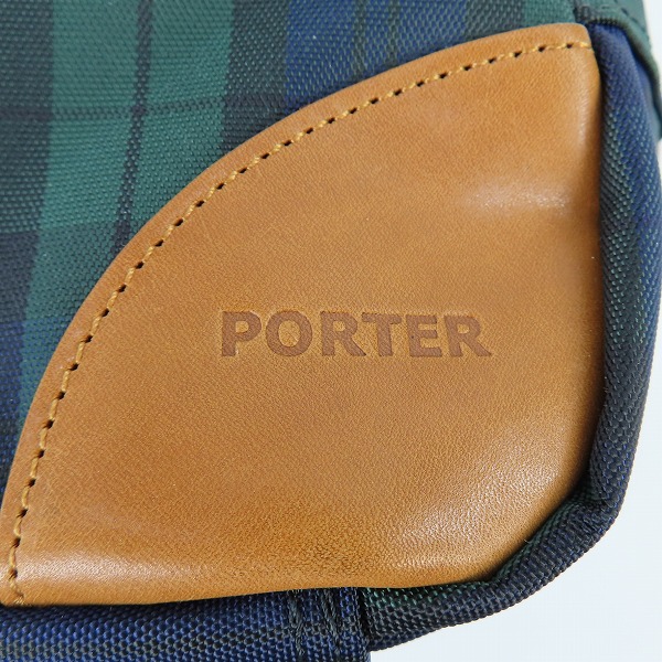 実際に弊社で買取させて頂いたPORTER/ポーター ナイロン レザー タータンチェック ボストンバッグの画像 3枚目