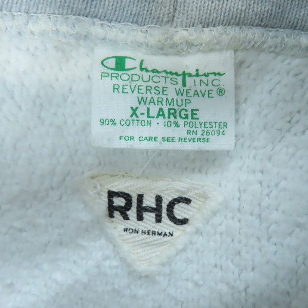 実際に弊社で買取させて頂いたRHC Ron Herman×Champion/ロンハーマン×チャンピオン ジップアップ パーカーC8-F117/XLの画像 2枚目