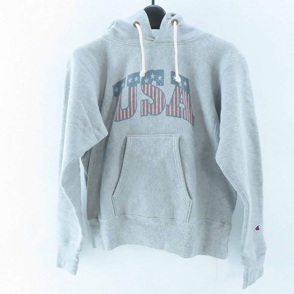 実際に弊社で買取させて頂いたChampion/チャンピオン REVERSE WEAVE/リバースウィーブ USAプリント 赤タグ プルオーバーパーカー/S