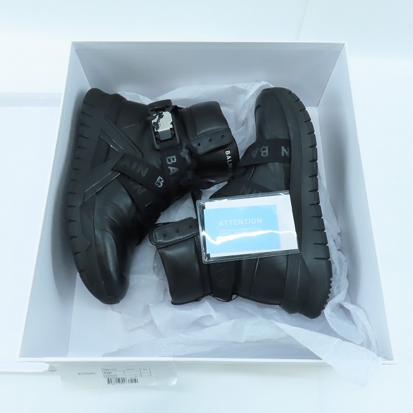 実際に弊社で買取させて頂いたBALMAIN/バルマン レザー ハイカット ロゴ ベルト スニーカーブラック SM0C172/42の画像 8枚目