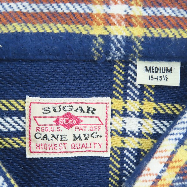 実際に弊社で買取させて頂いた【未使用】 SUGAR CANE/シュガーケーン TWILL CHECK WORK SHIRT/ツイルチェック ワークシャツ/ネルシャツ ネイビー SC28234/Mの画像 2枚目