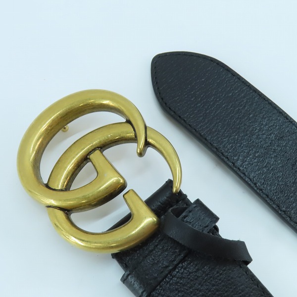 実際に弊社で買取させて頂いたGUCCI/グッチ GG/ダブルGバックル レザーベルト ブラック 406831 DJ20T/110 44の画像 1枚目