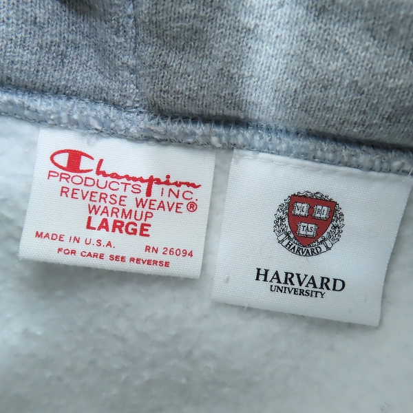 実際に弊社で買取させて頂いたChampion/チャンピオン HARVARD/ハーバード カレッジフーデッドスウェットシャツ/Lの画像 2枚目