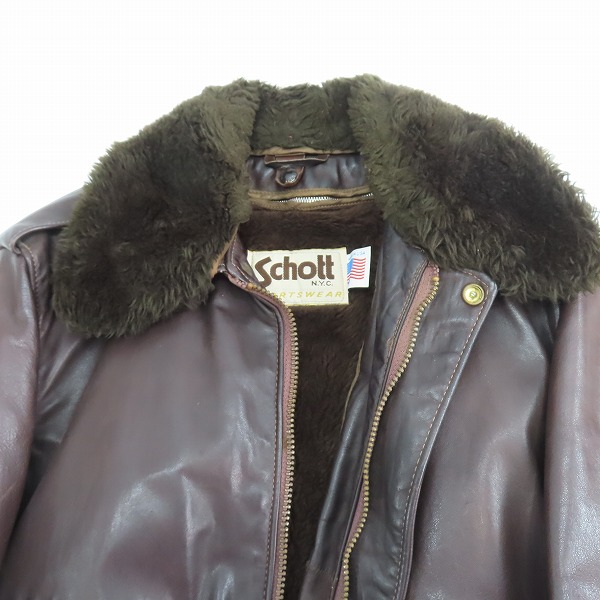 実際に弊社で買取させて頂いたSchott/ショット G-1タイプ ボアライナー付き ミリタリー ジャケット/44の画像 2枚目