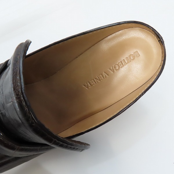 実際に弊社で買取させて頂いたBOTTEGA VENETA/ボッテガ ヴェネタ クロコ型押し ヒールローファー/37.5の画像 4枚目