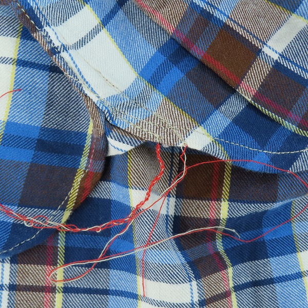 実際に弊社で買取させて頂いたSUGAR CANE/シュガーケーン TWILL CHECK WORK SHIRT/ツイルチェック ワークシャツ/半袖シャツ ブラウン SC35876/Lの画像 5枚目