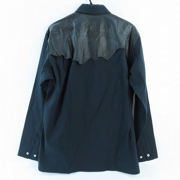 実際に弊社で買取させて頂いたmastermind JAPAN/マスターマインドジャパン レザー切替 長袖シャツ MH-SH1-02/Lの画像 1枚目