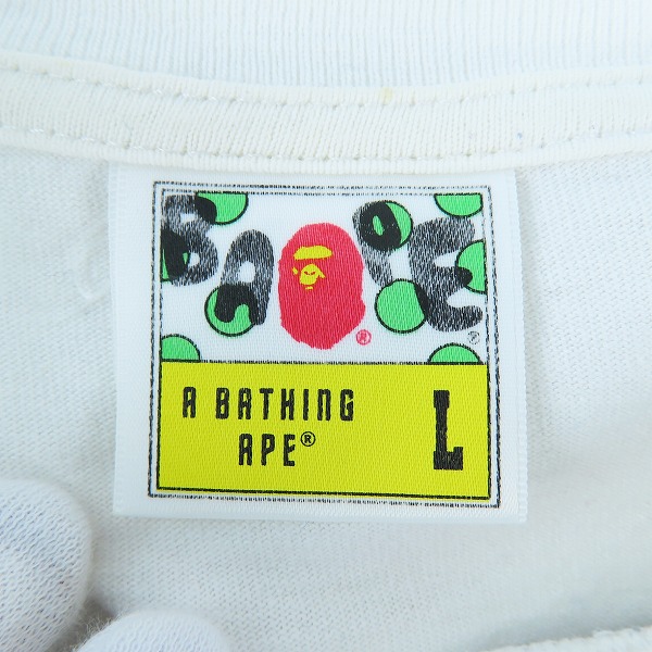 実際に弊社で買取させて頂いたA BATHING APE/アベイシングエイプ BABY MILO エイプヘッド Tシャツ Lの画像 2枚目