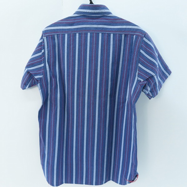 実際に弊社で買取させて頂いた【未使用】 SUGAR CANE/シュガーケーン ストライプ柄 半袖 ボタン シャツ ネイビー SC34554/Mの画像 1枚目
