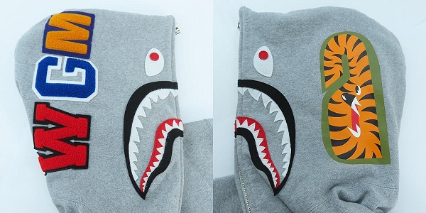 実際に弊社で買取させて頂いたA BATHING APE/アベイシングエイプ シャーク ジップパーカー 001ZPI201003M Lの画像 5枚目