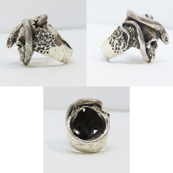 実際に弊社で買取させて頂いたCRAZY PIG DESIGNS/クレイジーピッグ スカル＆スネークリング/18.5-19.5号の画像 2枚目