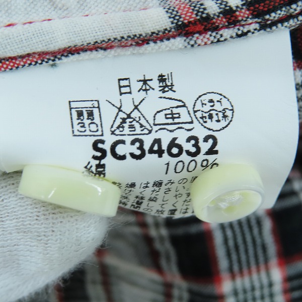 実際に弊社で買取させて頂いた【未使用】 SUGAR CANE/シュガーケーン シワ加工 チェック柄 半袖 ボタン シャツ オフホワイト SC34632/Mの画像 4枚目