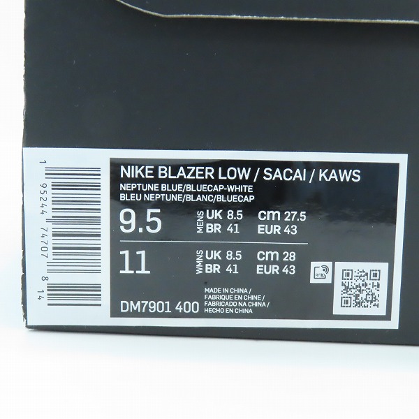 実際に弊社で買取させて頂いたNIKE×KAWS×sacai/ナイキ×カウズ×サカイ BLAZER LOW ブレザー ロー DM7901-400/27.5の画像 9枚目