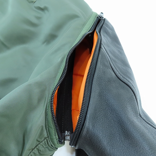 実際に弊社で買取させて頂いたALPHA INDUSTRIES/アルファインダストリーズ リバーシブル フライトジャケット MA-1 袖レザー MIL-J-82790J/Sの画像 8枚目