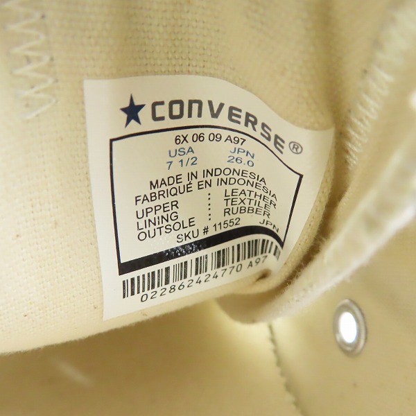 実際に弊社で買取させて頂いた(1)CONVERSE/コンバース LEATHER ALL STAR OX/レザー オールスター ホワイト 11552/26.0の画像 5枚目