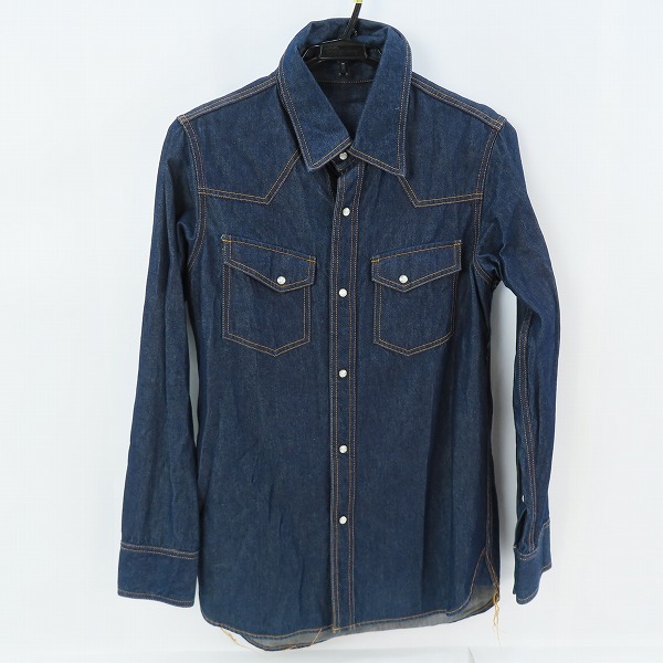 実際に弊社で買取させて頂いたmastermind JAPAN/マスターマインドジャパン バックスカル刺繍/スカルボタン デニムウェスタンシャツ MD2-SH01/M
