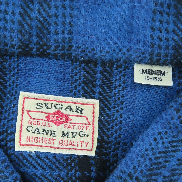 実際に弊社で買取させて頂いた【未使用】 SUGAR CANE/シュガーケーン TWILL CHECK WORK SHIRT/ツイルチェック ワークシャツ/ネルシャツ ネイビー SC28502/Mの画像 2枚目