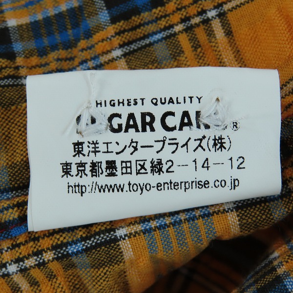 実際に弊社で買取させて頂いた【未使用】 SUGAR CANE/シュガーケーン シワ加工 チェック柄 半袖 ボタン シャツ オレンジ SC34632/Lの画像 5枚目